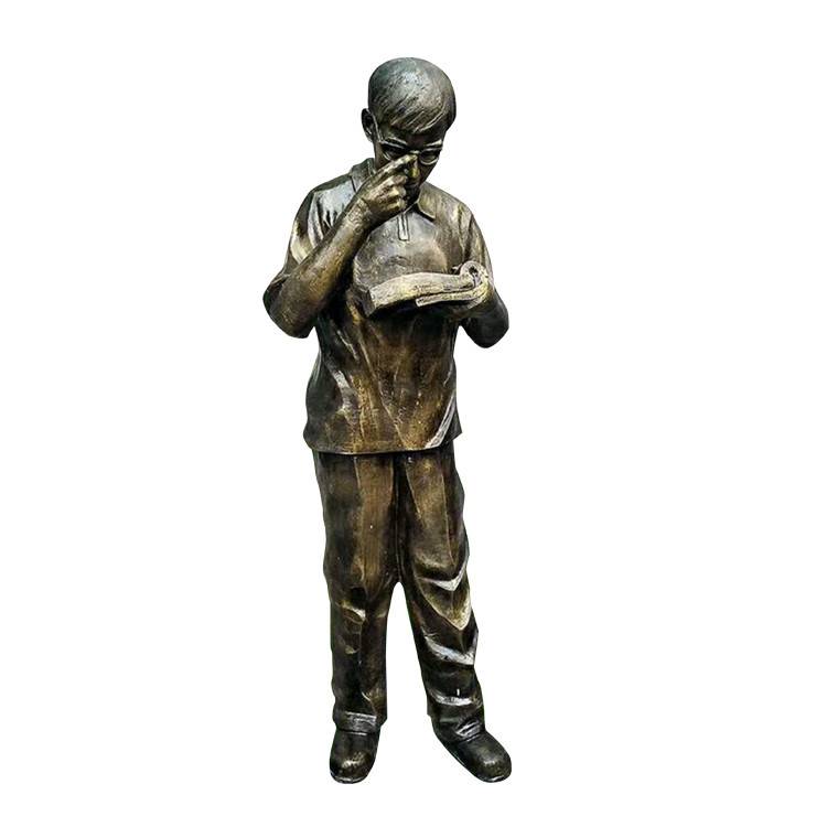 小女孩看书造型雕像,树脂古铜学生读书铸铜雕塑不锈钢小女孩