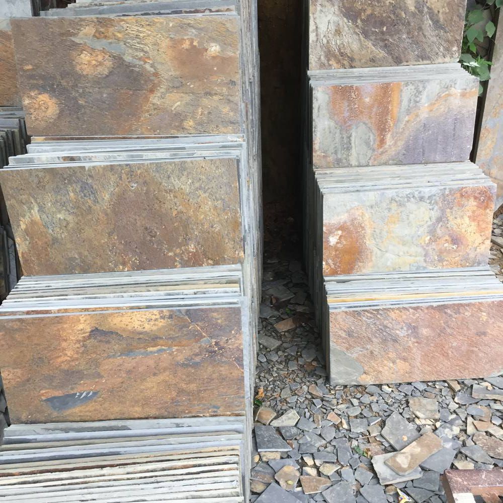 江西庐山矿山加工各种异性黄锈石青石板锈色板岩价格图片来电咨询定制