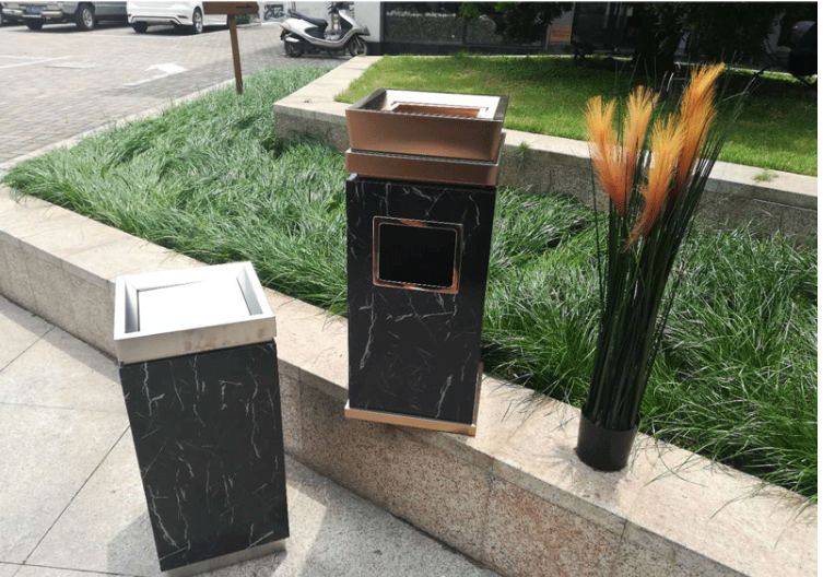 大理石垃圾桶大堂果皮箱售楼部ktv电梯口优雅桶不锈钢分类收纳桶