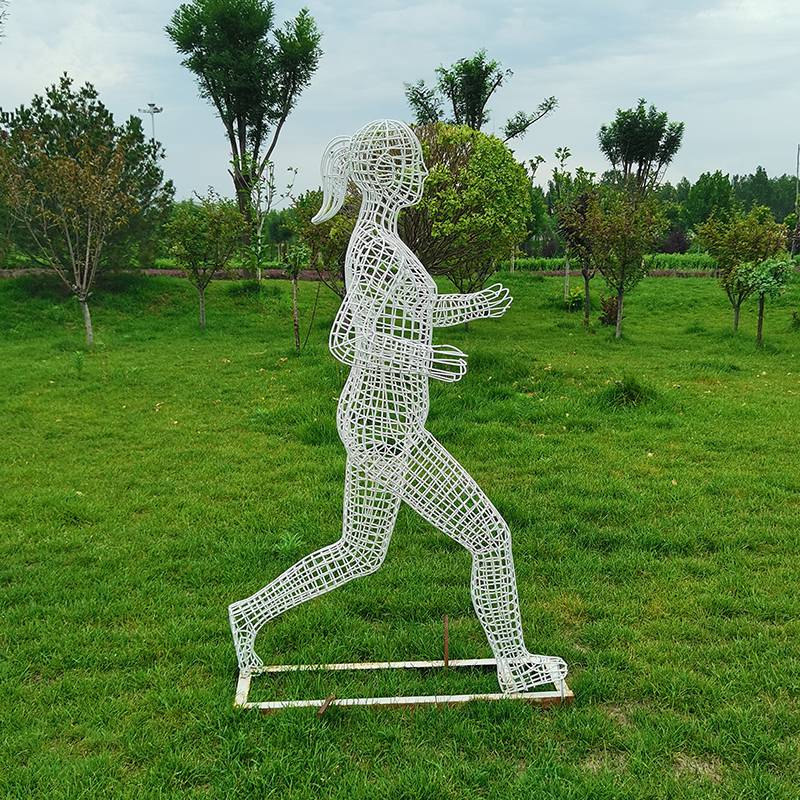 镂空编织网格运动人物雕塑***不锈钢体育跑步人