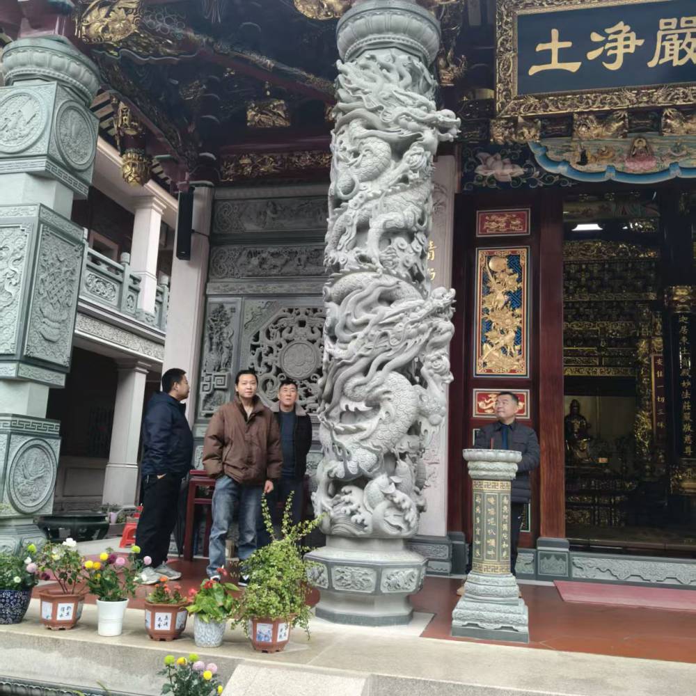 仿古石雕文化柱 花岗岩景区龙凤图腾柱厂家定制价格