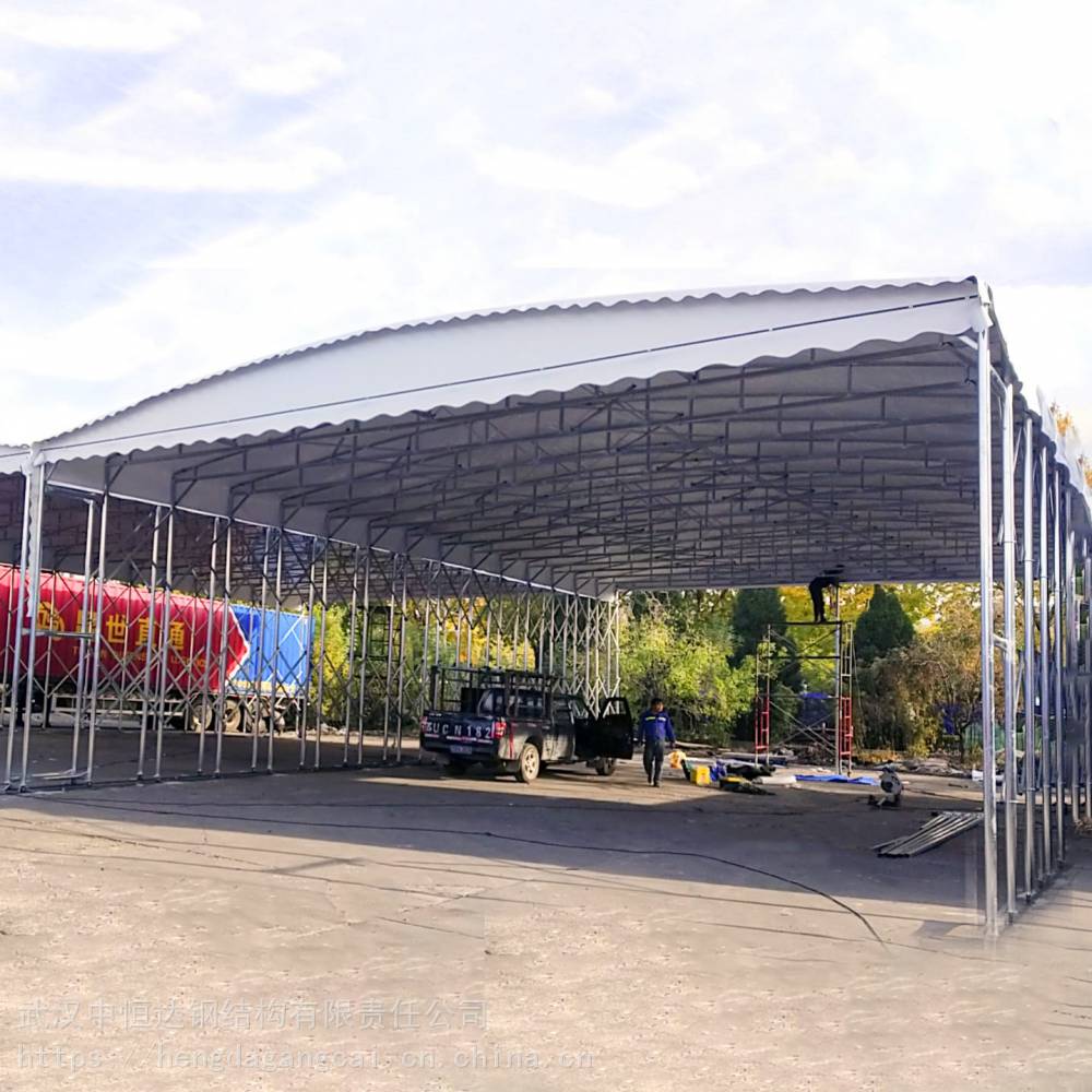 供应临时工业仓库棚双轨道电动厂房帐篷两边带滑轮实心