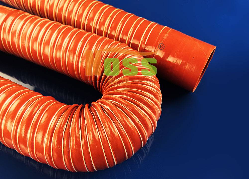 硅胶钢丝软管高温热风管红色矽胶高温风管干燥机耐温管