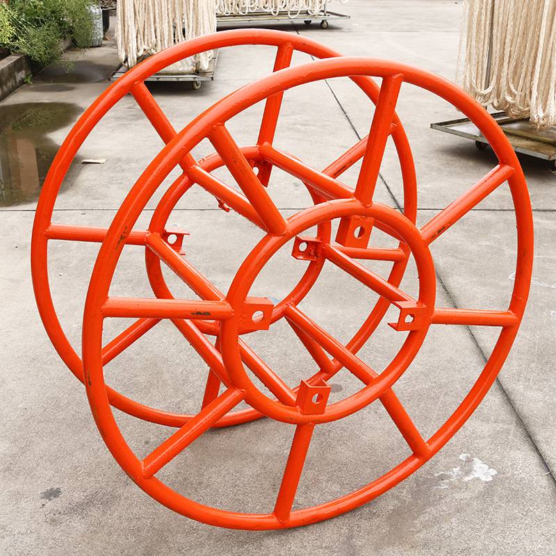 卧式落地圆盘加厚槽钢放线架张力机放线盘皮线光缆线t缆盘