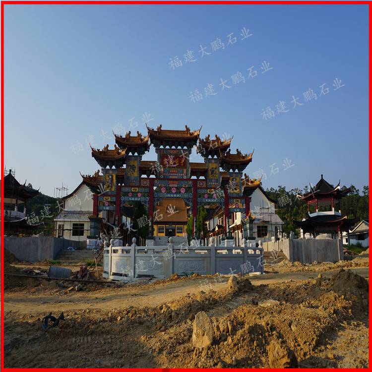 厂家定做寺庙石雕栏杆 寺庙祠堂青石浮雕栏板石材雕刻护栏承接大型石栏杆工程