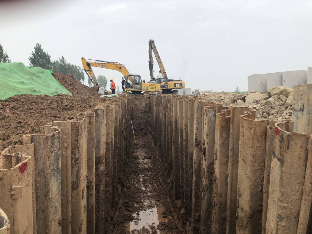 基坑支护内蒙西宁钢板桩打桩机租赁道路管网改造拉森钢板桩