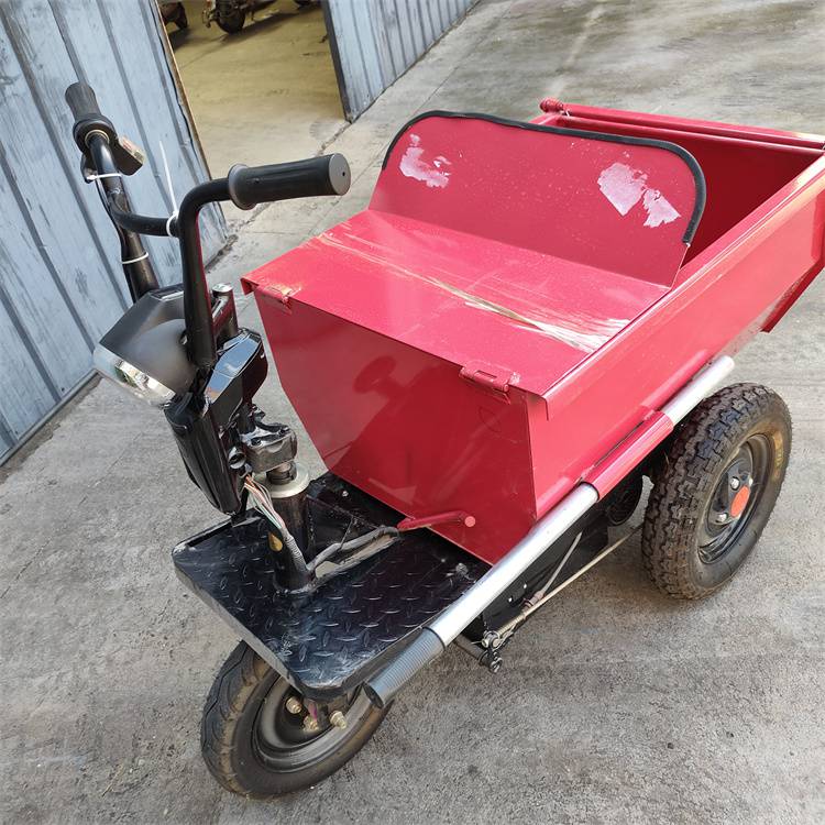 新晨小型工地电动灰斗车楼房室内拉水泥运输翻斗车手推三轮车