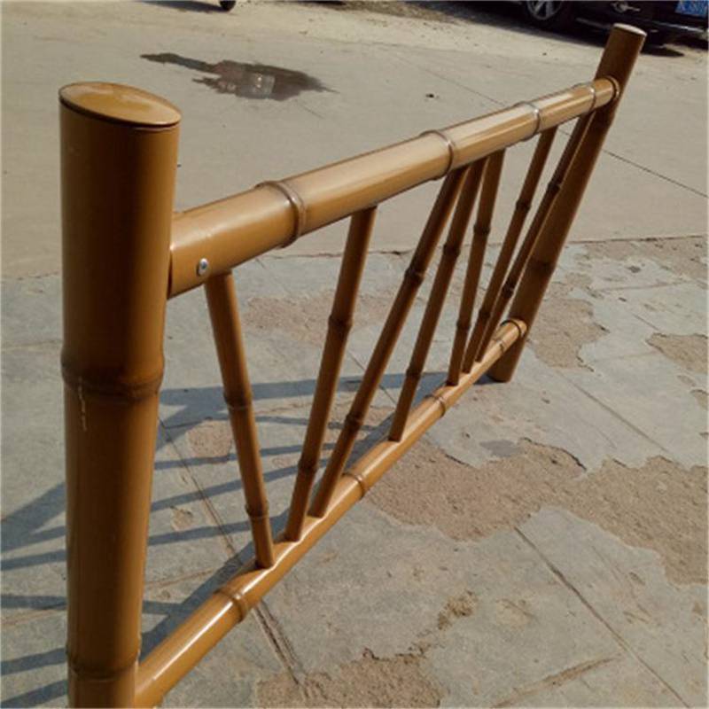 不锈钢竹节篱笆景区绿化护栏枯黄色仿竹围栏