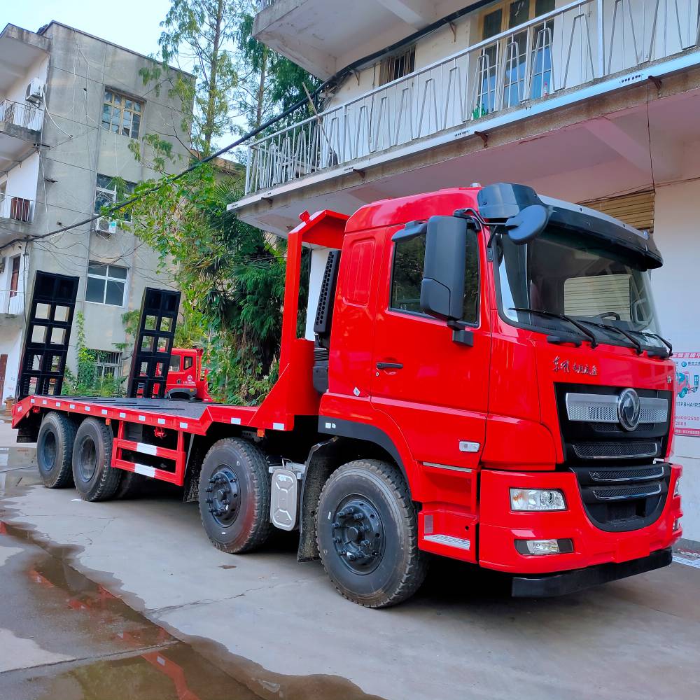 东风后八轮挖掘机平板拖车便宜的后双桥平板车哪里有卖