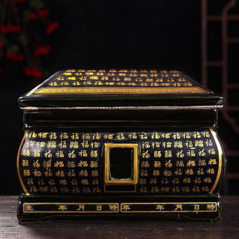 陶瓷骨灰坛殡葬迁坟捡骨罐青花瓷器骨灰罐大号骨灰寿盒