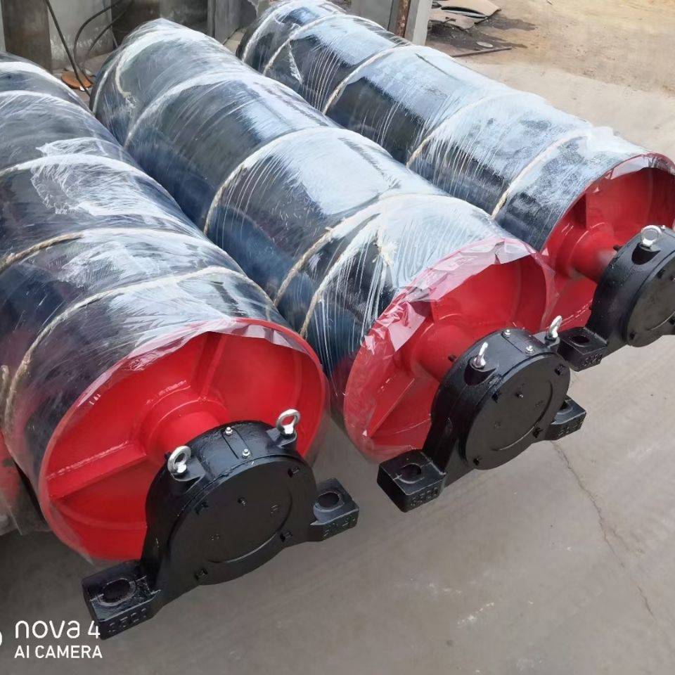 输送机主动滚筒矿山输送机配件支架托辊包胶改向传动滚筒头尾滚轮图片
