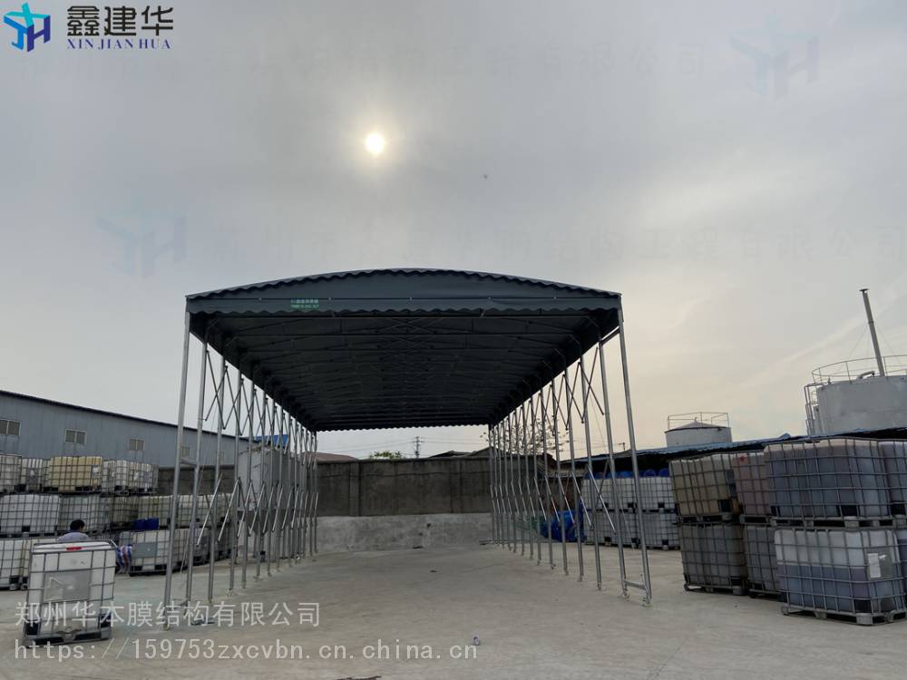 广东湛江手动活动雨棚钢架帐篷楼顶遮阳棚