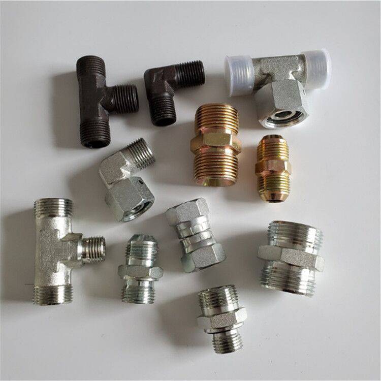伊顿永华标准过渡接头45号钢镀白锌胶管扣压接头耐高压液压接头