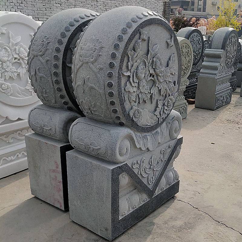 石雕抱鼓门墩一对花岗岩家用门口仿古镇宅石墩中式庭院别墅摆件