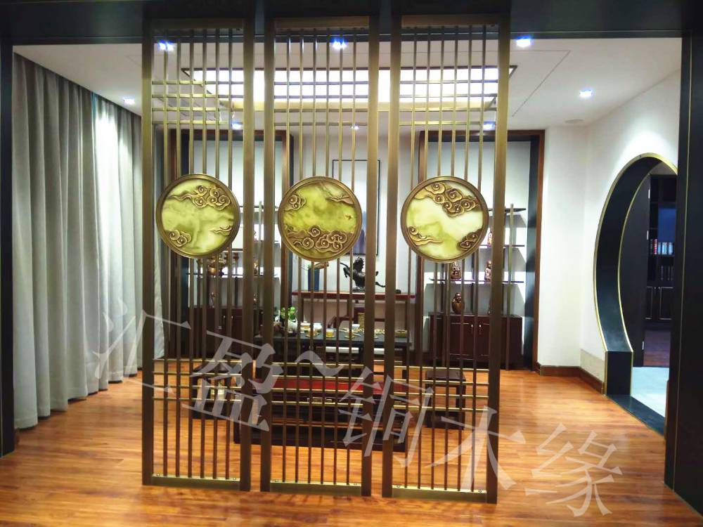 隔断屏风汇盈铜木缘桐木玉隔断墙隔断屏风