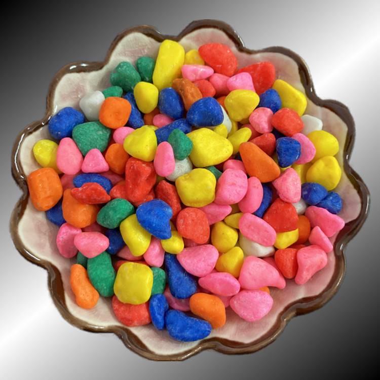 园林铺路彩石子 鱼缸装饰彩色石子 染色彩石子