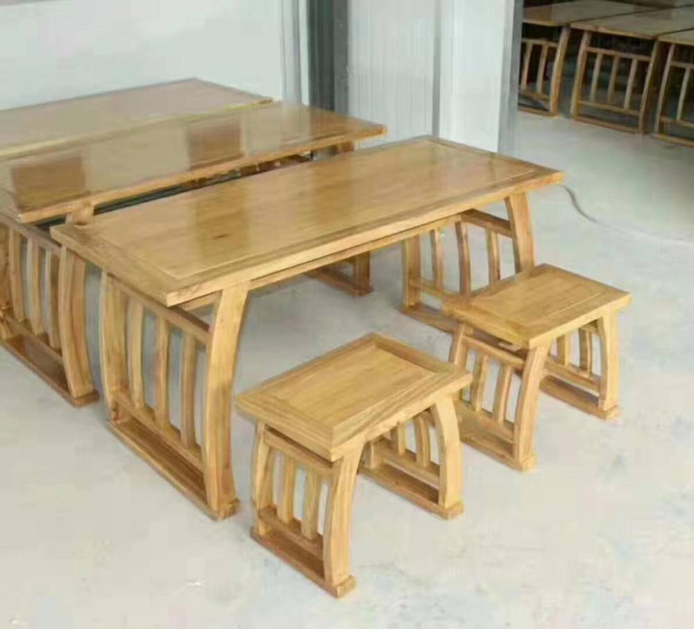 仿古书画桌国学桌教室桌椅马鞍椅书法教室桌美术画桌国学桌实木南榆木