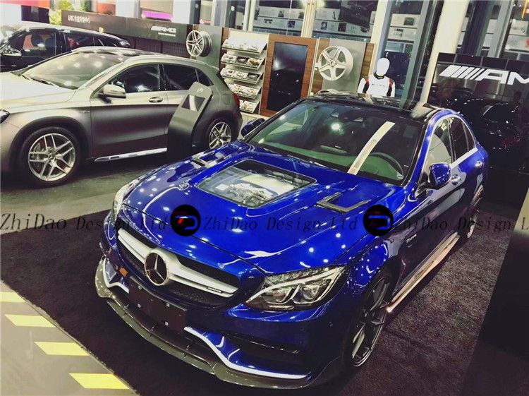 1517奔驰新c级w205c63amg改装碳纤维透明机盖c63改装发动机盖