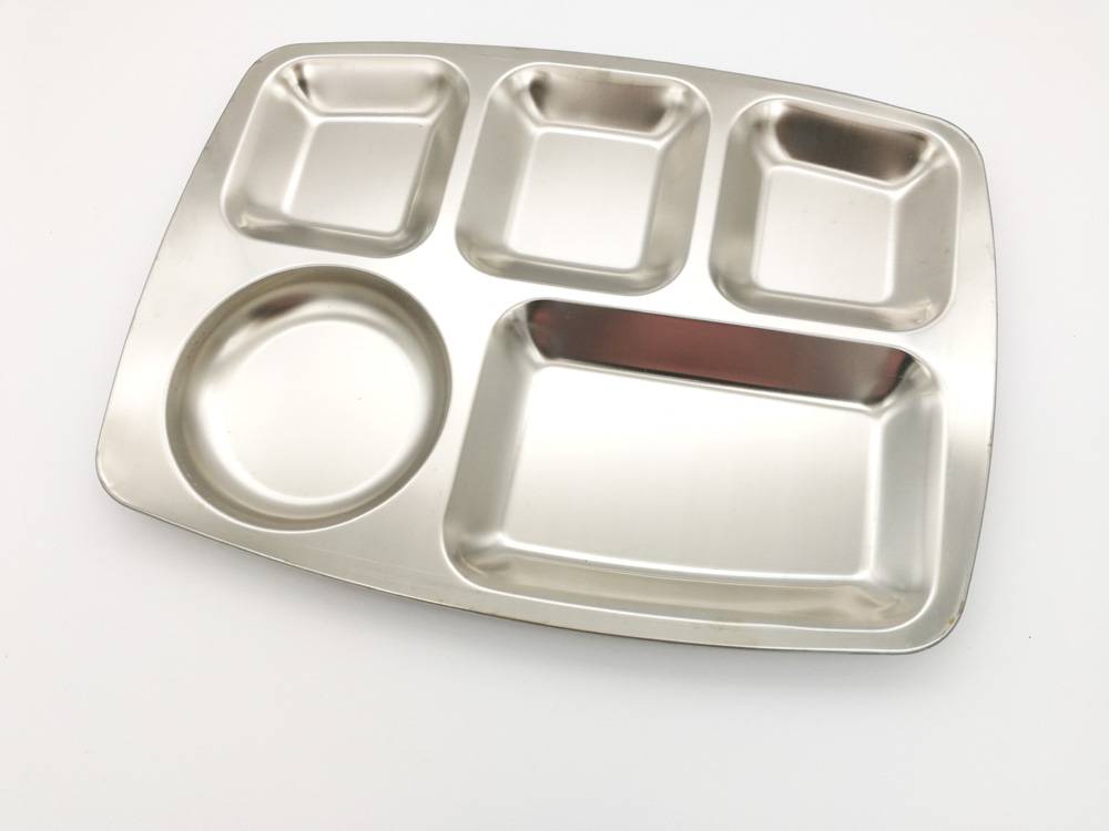 大圆碗位五格餐盘企事业职员员工食堂饭菜分格盘