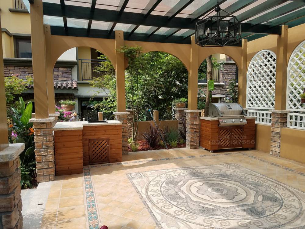 木质户外烧烤台花园厨房进口庭院烧烤台