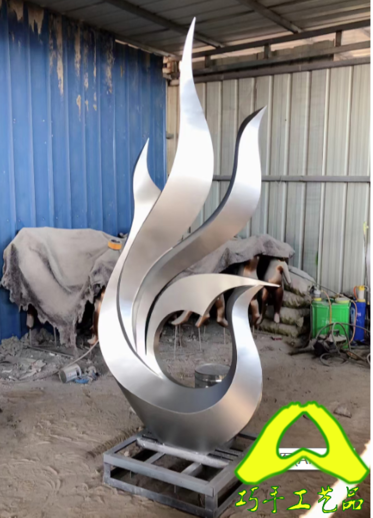 公园广场艺术雕塑摆件不锈钢抽象凤凰涅盘拉丝造型装饰