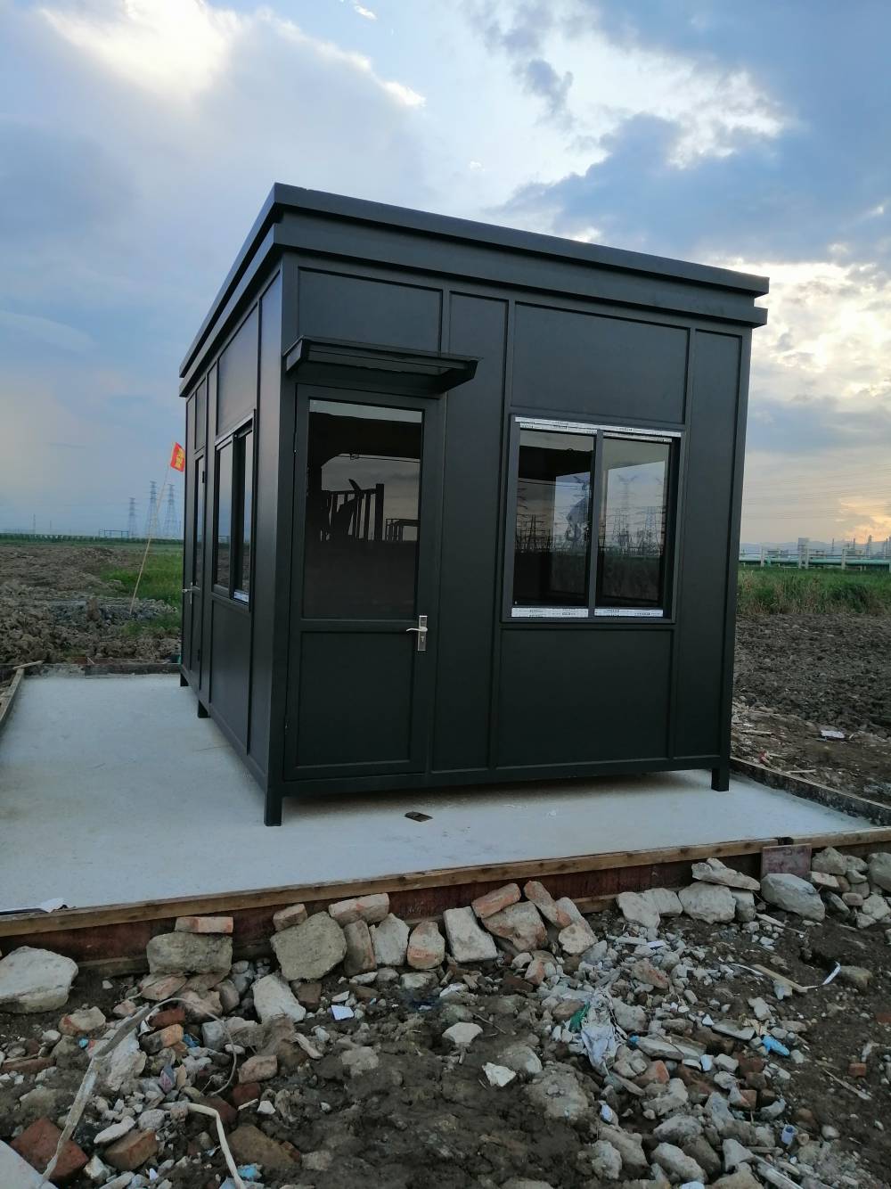 绍兴临时岗亭真石漆门卫保安值班岗亭圆弧钢结构岗亭