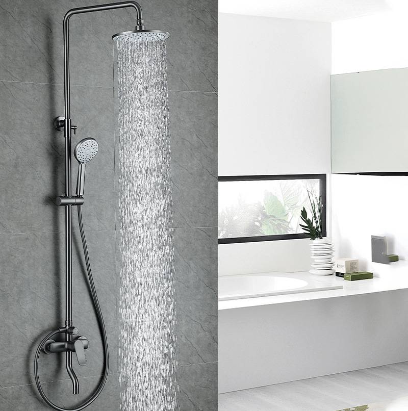 枪灰色大淋浴花洒套装 家用卫浴淋雨喷头浴室简易暗装沐浴器