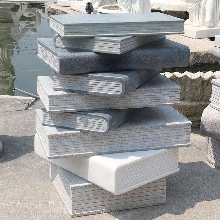 校园刻字石雕书本校训雕塑天然石材书卷书型雕塑