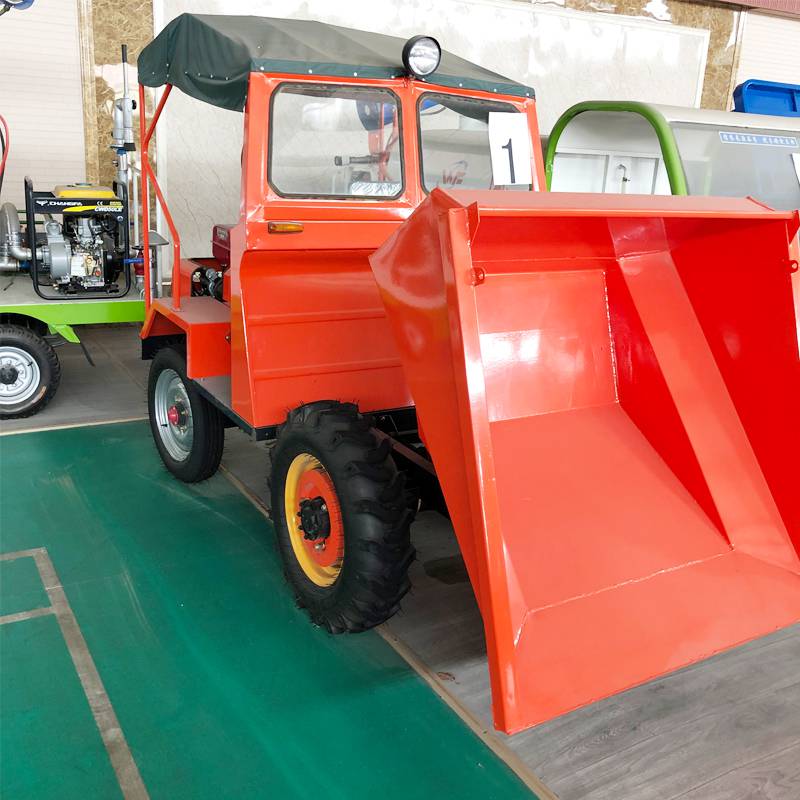 家用燃油前卸式翻斗车农用四轮驱动翻斗铲车工地用运料自卸装载机