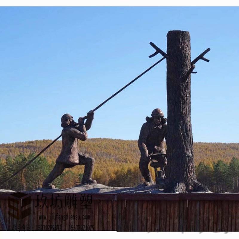 玻璃钢伐木工人木匠雕塑定制农民工雕塑铸铜劳动人物雕塑户外雕塑