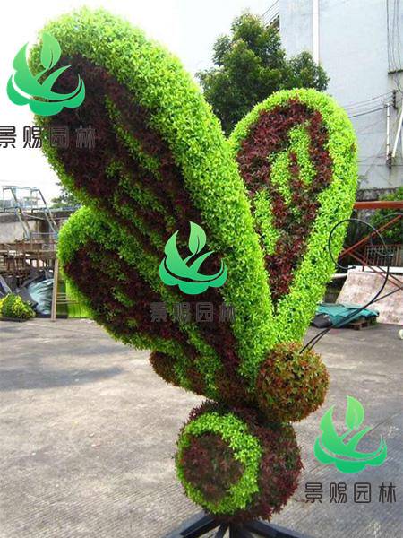 四川宜宾植物绿雕怎么制作猴子、猕猴仿真花造型设计