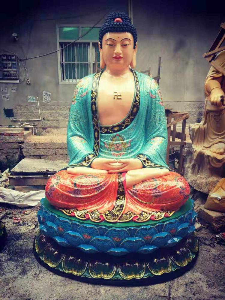 三宝佛祖塑像玻璃钢阿弥陀佛药师如来佛祖河南佛像厂