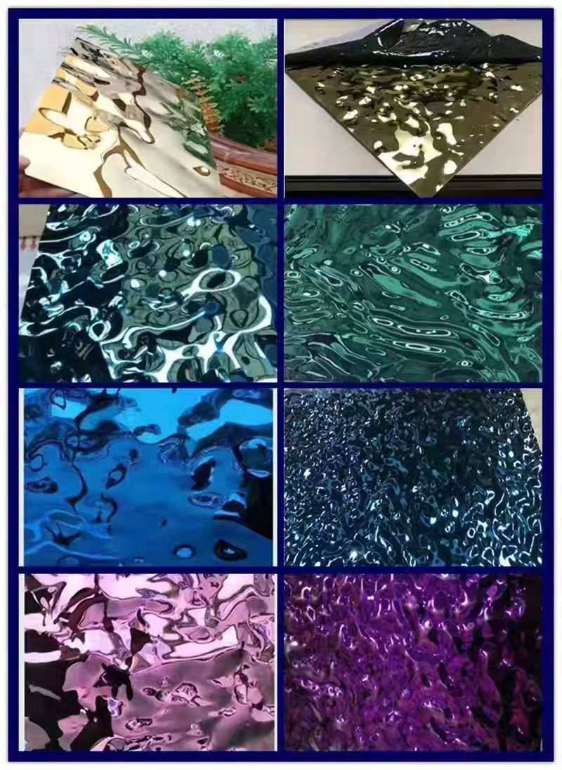 201304不锈钢幻彩水波纹板镜面金属水波浪板黑钛天花吊顶装饰凹凸镜面