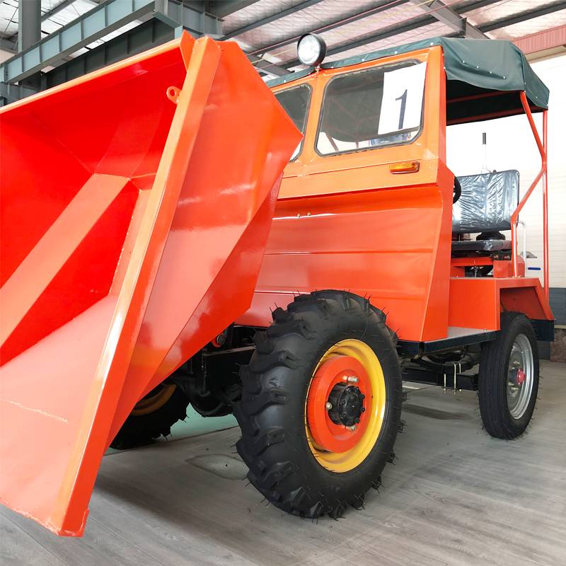 【家用燃油前卸式翻斗车 农用四轮驱动翻斗铲车 工地用运料自卸装载机