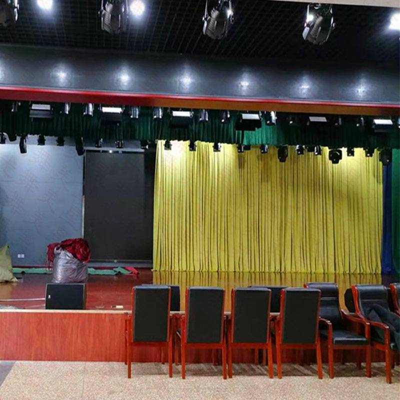 章丘会议厅礼堂舞台幕布定做章丘报告厅电动遥控阻燃幕布制作图片