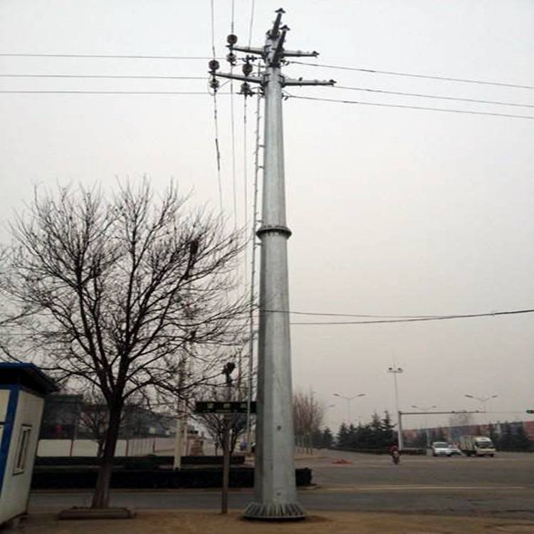 转角抗风钢杆安装110kv高压线路钢杆直线转角钢管杆