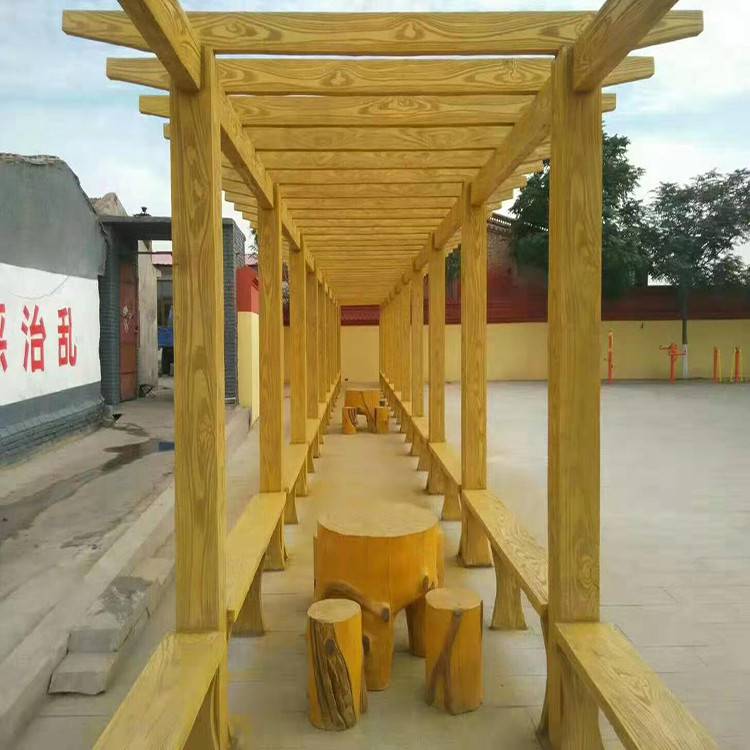 东丽区户外休闲长廊 东丽区仿木花架搭建 清秀园林 加工定做