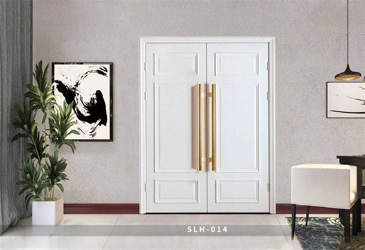 时尚简约烤漆门办公室通用对开门镶线实木复合门白色隔音套装门