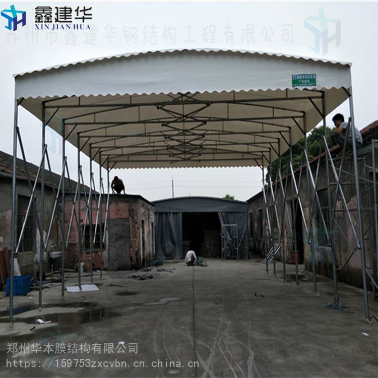广东湛江手动活动雨棚钢架帐篷楼顶遮阳棚