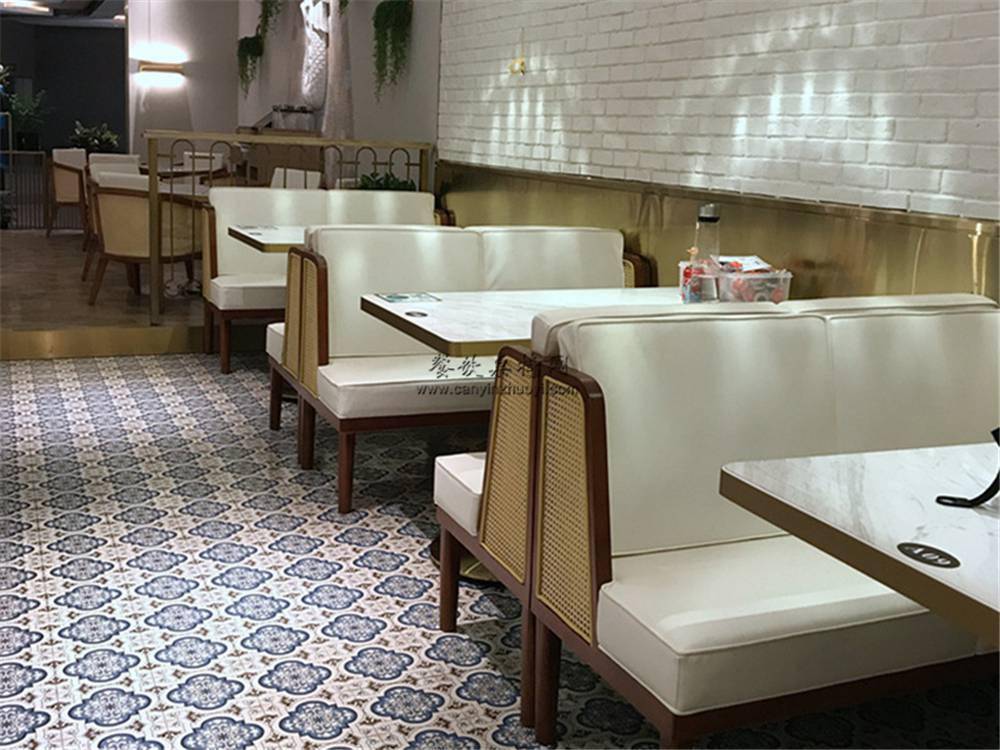 北京弧形卡座沙发实木贴皮做旧火锅店半圆形卡座定制