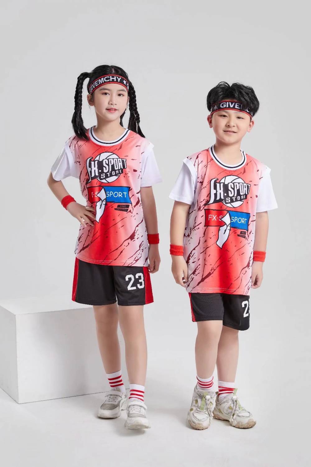 团购儿童假两件短袖球服男女速干球衣幼儿园学生篮球服套装印字号