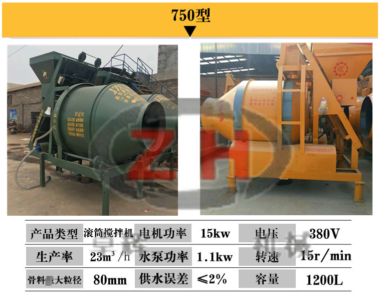 卓辉混凝土滚筒搅拌机500型全爬式水泥砂浆搅拌机