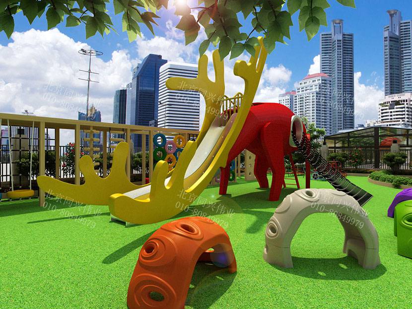 户外景物公园动物造型滑梯儿童木制组合滑梯游乐设备小区滑梯