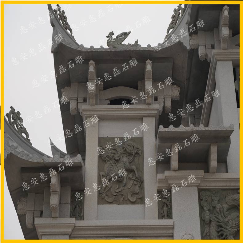 广东潮汕祠堂牌坊制作石雕景点石门山景山门石材雕刻