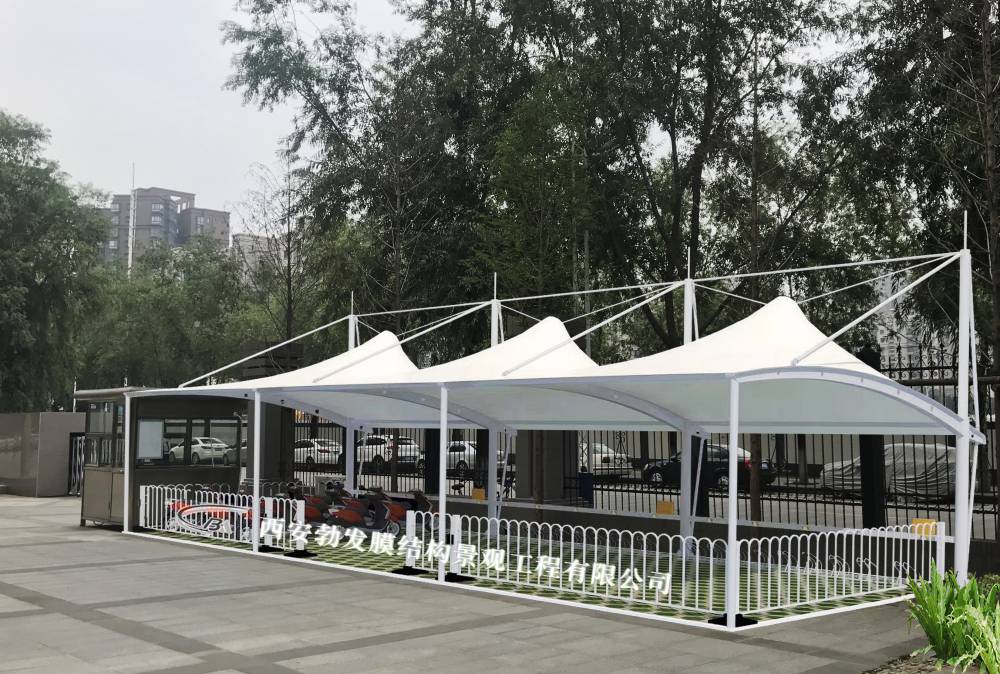 西安鄠邑区锥形钢膜结构车棚汉中定做鼓包膜结构停车棚-工字梁,支持单