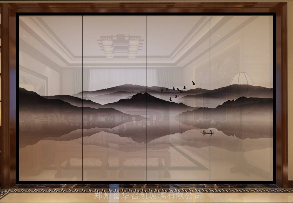 线条夹胶夹娟玻璃客厅艺术玻璃背景夹丝玻屏风隔断玄关钢化玻璃