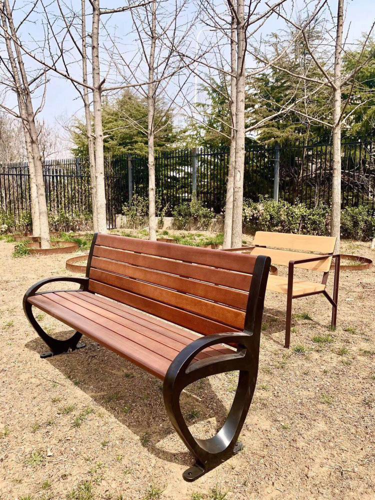 北京室外铸铁公园椅户外实木靠背座椅防腐木景观园林长椅