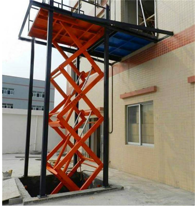 东营航天牌月台固定剪叉式高度调节板2吨剪叉式载货升降机非标定制