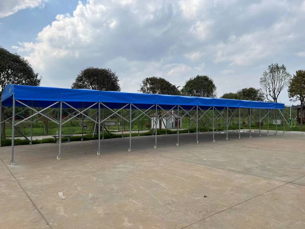 大型户外移动推拉棚收缩伸缩停车雨蓬电动雨棚帐篷工厂活动遮阳棚