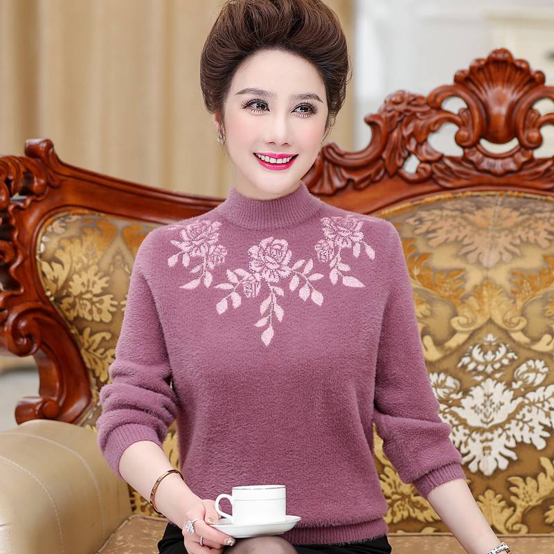 儿童服装批发网宽松保暖毛衣上衣妈妈时尚洋气中老年妈妈女一手货源***